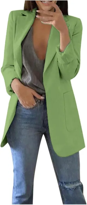 Women's Long Sleeve Casual Blazer Oversized Blazer Coat Open Front Cardigan Jacket Plus Size Blazers Work Dress Jacket