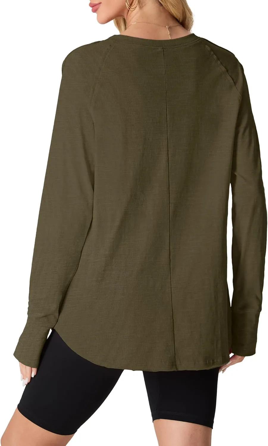 Women's Long Sleeve Shirts Oversized Tunic Tops Crew Neck Cotton T-Shirts for women