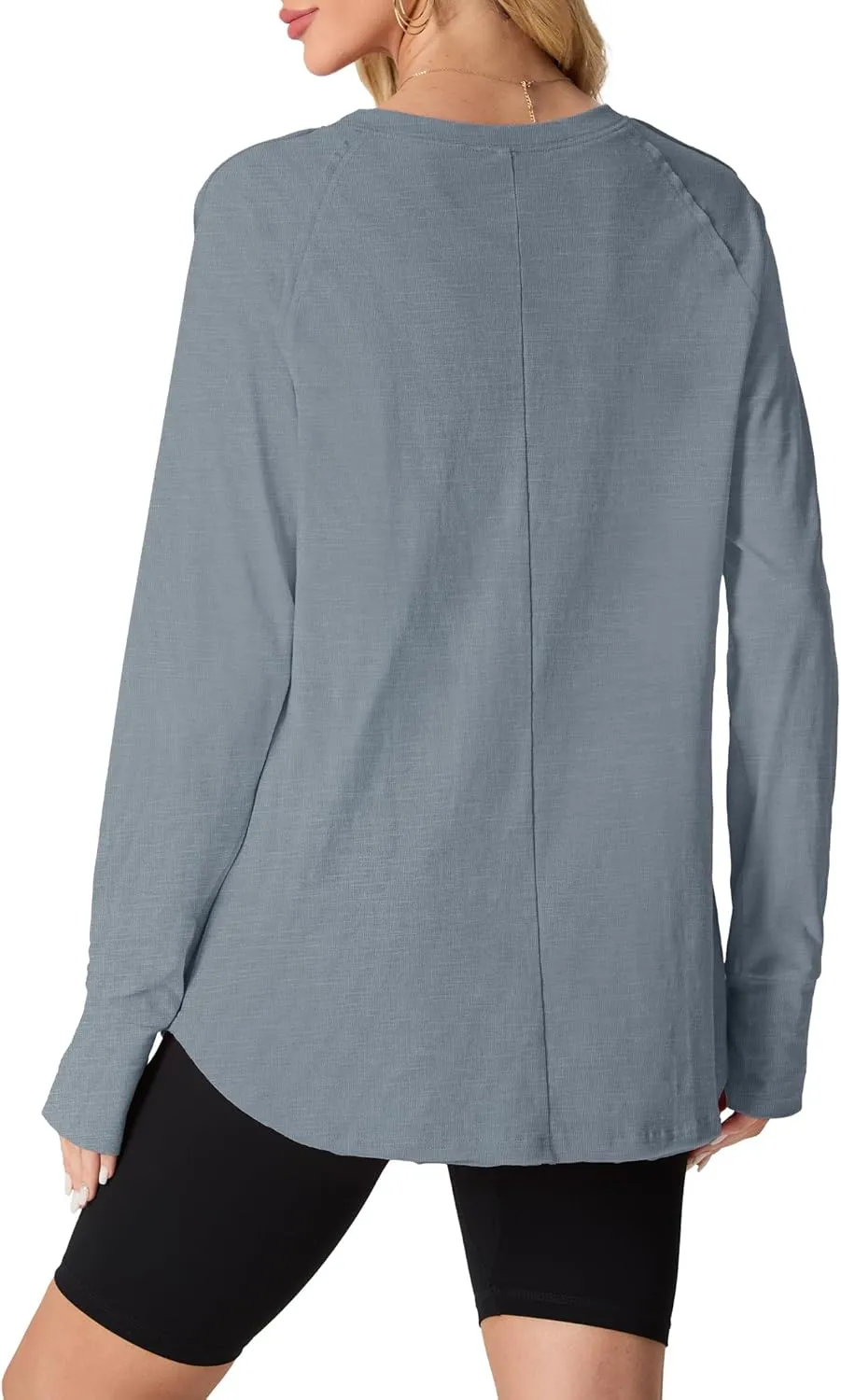 Women's Long Sleeve Shirts Oversized Tunic Tops Crew Neck Cotton T-Shirts for women