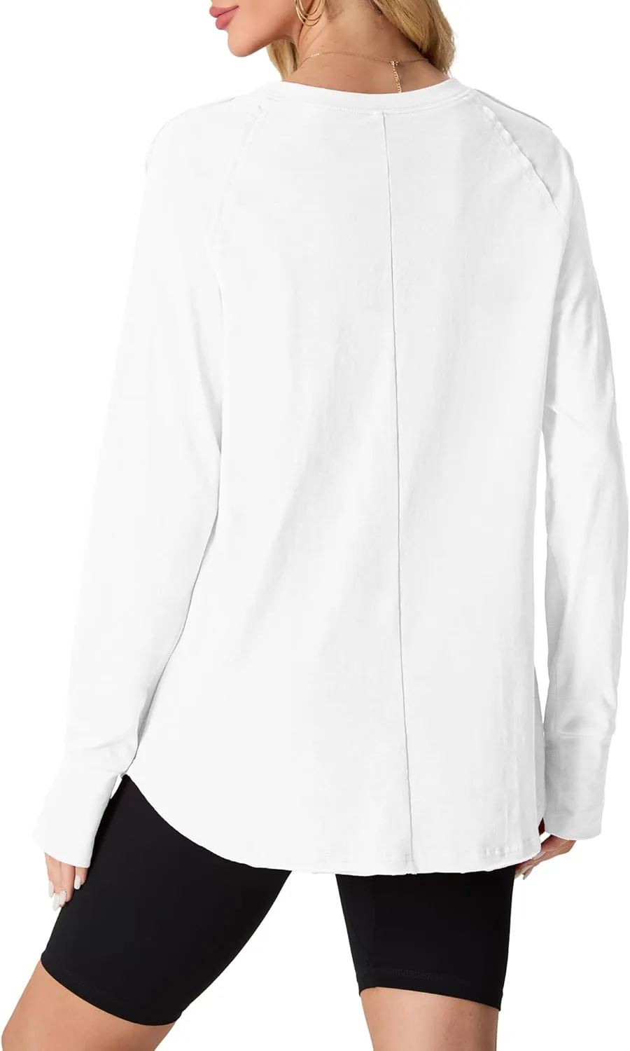 Women's Long Sleeve Shirts Oversized Tunic Tops Crew Neck Cotton T-Shirts for women