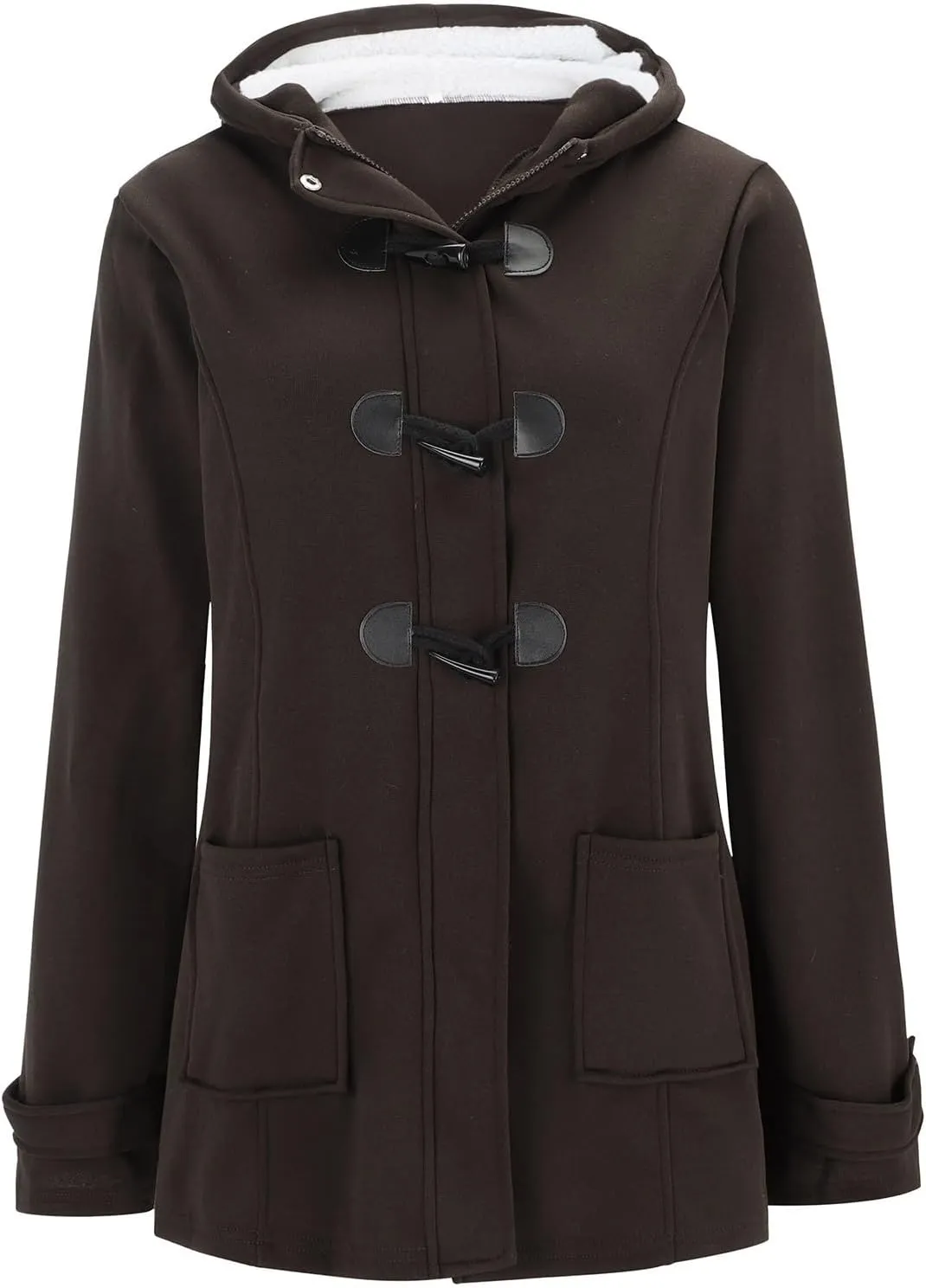 Womens Mid Long Pep Trench Coat Sweatshirt Warm Long Solid Color Pocket Coat Jacket Causal Womens Winter Wool Coat