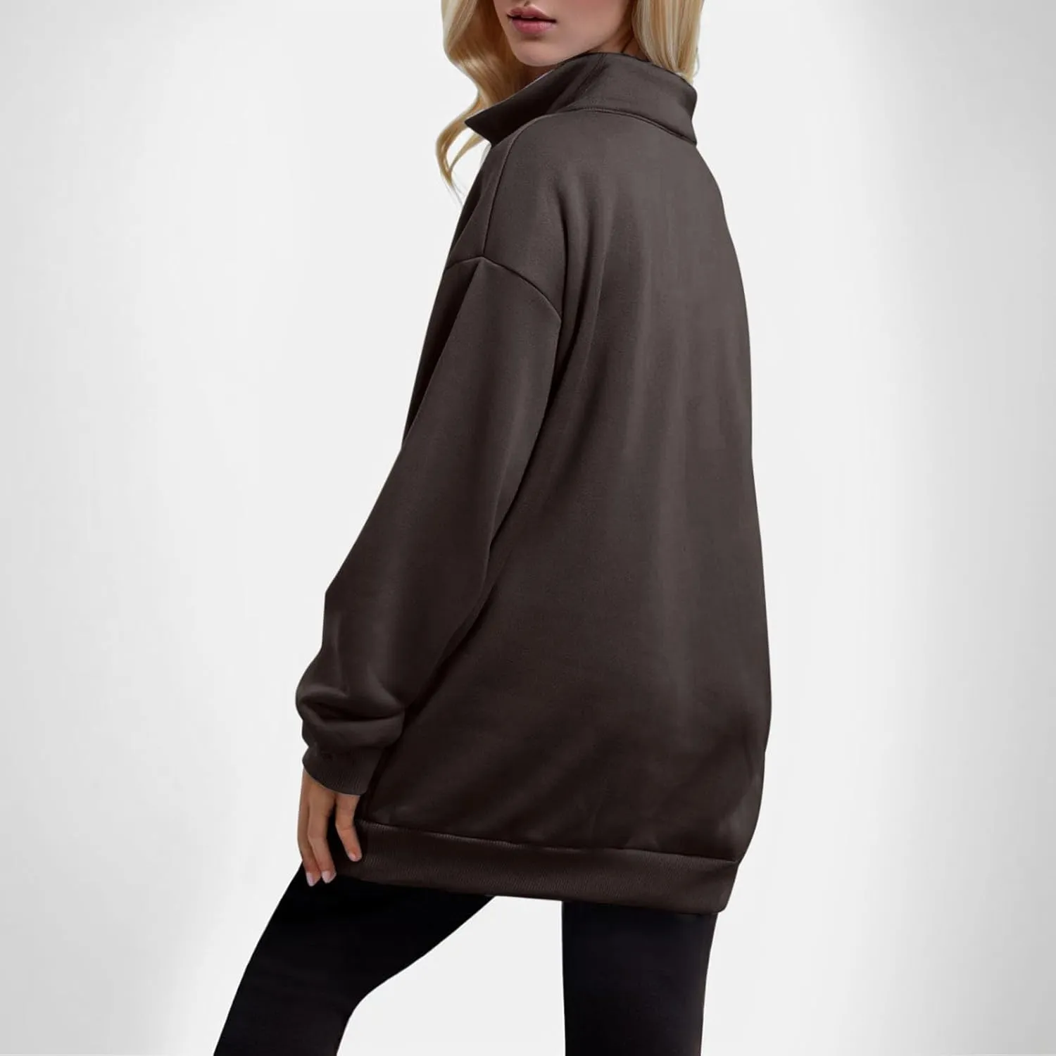 Womens Oversized Half Zip Pullover Casual Long Sleeve Sweatshirt Quarter Zip Trendy Teen Girls Fall Y2k Clothes