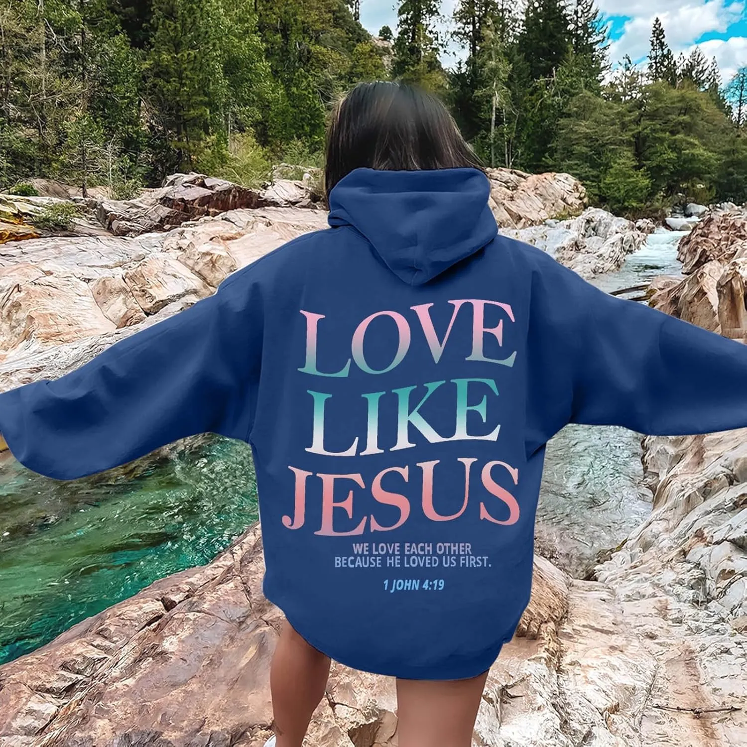 Womens Oversized Hoodies Cute Preppy Baggy Colors Teen Trendy Tops Long Sleeve Pullover Sweatshirt with Pocke Fall