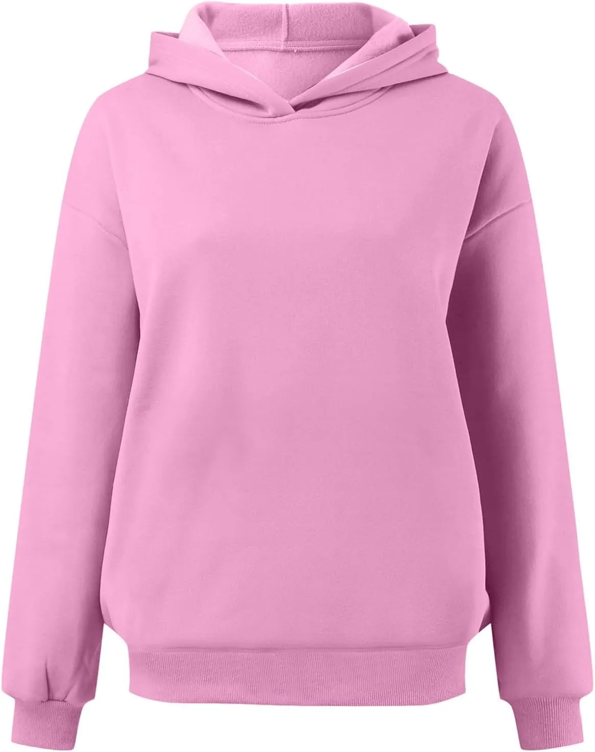 Womens Oversized Hoodies Fleece Solid Hooded Sweatshirts 2024 Trendy Outfits Fall Winter Clothes Pullover Sweater