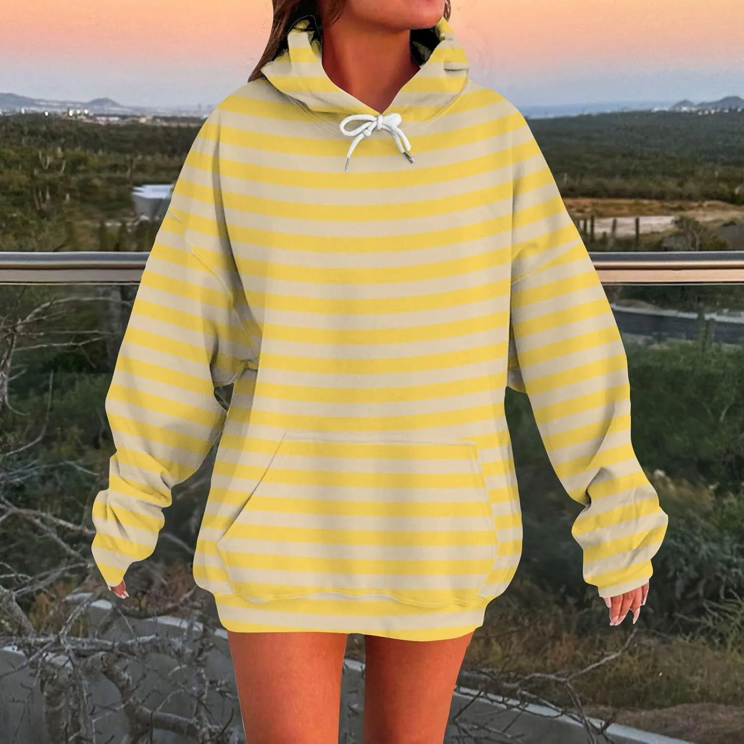 Womens Oversized Hoodies Striped Plus Size Sweatshirts Long Sleeve Sweaters Pullover 2024 Fall Clothes with Pocket