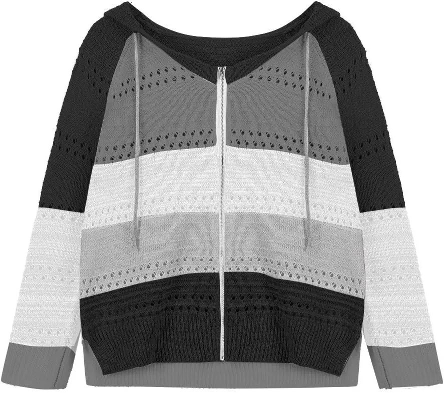 Women's Oversized Zip Up Hoodies Sweater Ladies Zipper Top Cotton Zip-Up T-Shirt Black Zip Up Hoodies for Women Zip