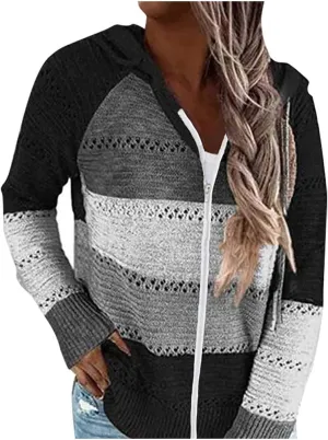 Women's Oversized Zip Up Hoodies Sweater Ladies Zipper Top Cotton Zip-Up T-Shirt Black Zip Up Hoodies for Women Zip