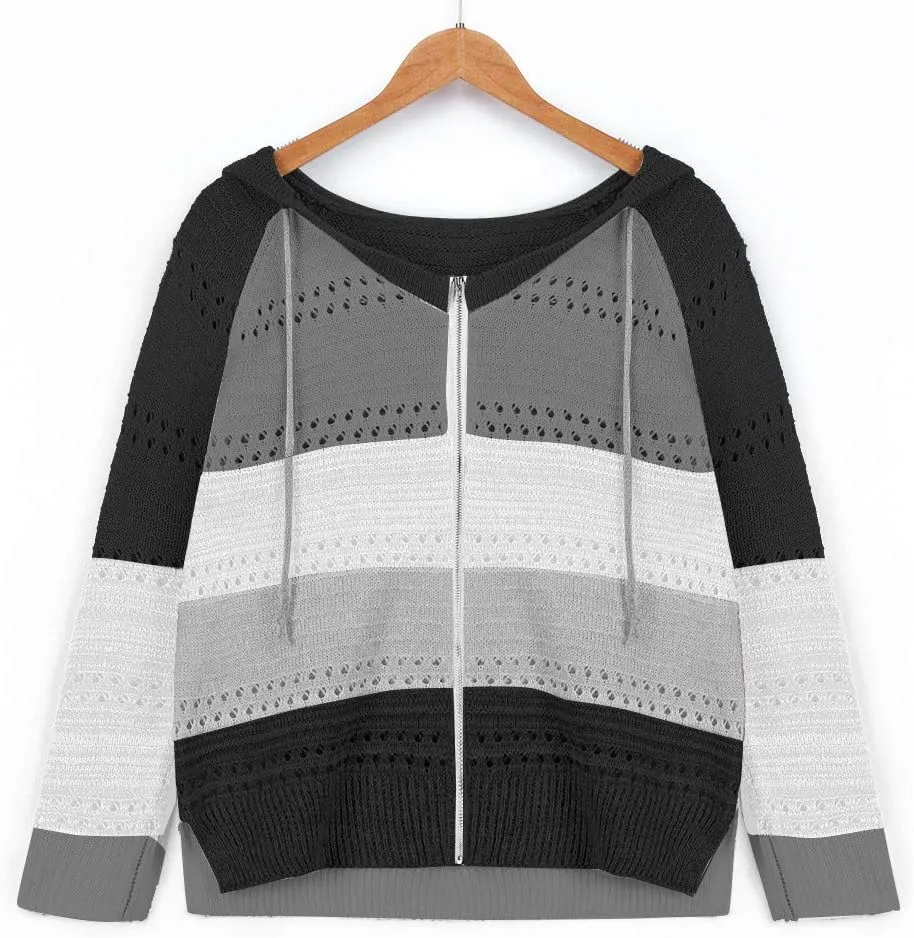 Women's Oversized Zip Up Hoodies Sweater Ladies Zipper Top Cotton Zip-Up T-Shirt Black Zip Up Hoodies for Women Zip