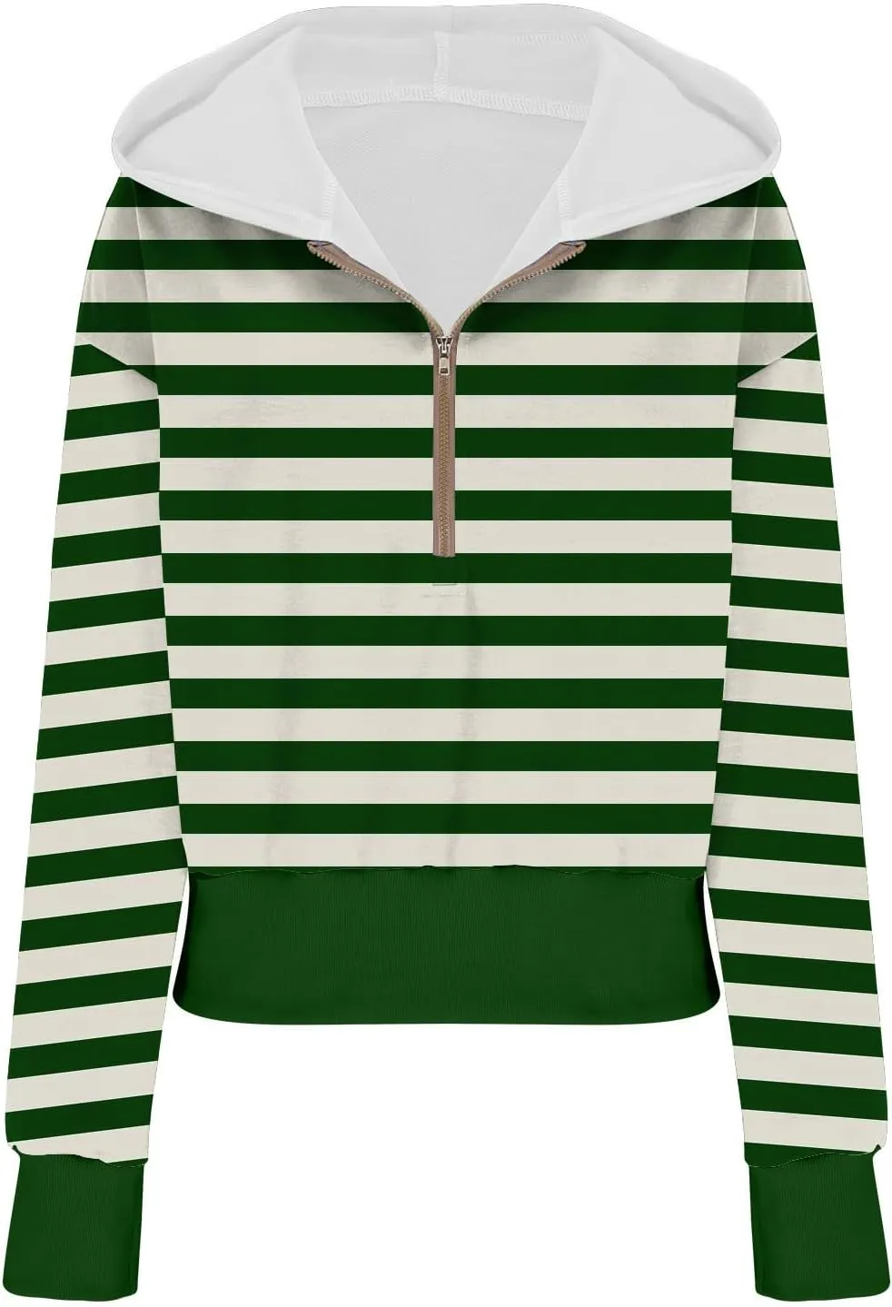 Women's Overszied Striped Sweatshirts Long Sleeve Half Zip Up Hoodies Winter Comfort Hoodies Y2K Fashion Cropped Clothes