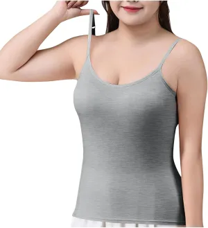 Women's Plus Size Padded Tank Tops Adjustable Spaghetti Strap Scoop Neck Camisole Relaxed Fit Sleeveless Shirts