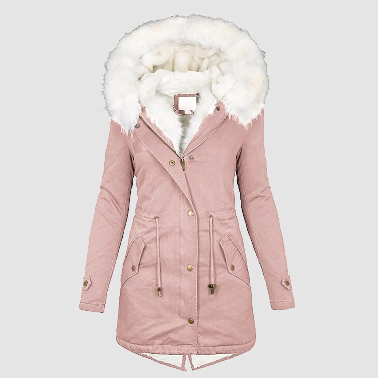 Womens Plus Size Winter Coat Casual Thicken Long Sleeve Vintage Quilted Jacket Warm Hood Padded Outerwear with Pocket