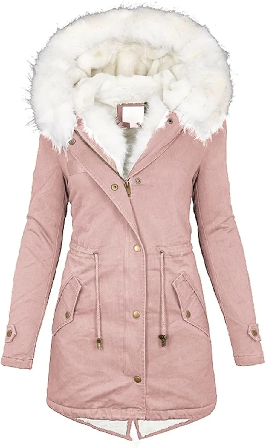 Womens Plus Size Winter Coat Casual Thicken Long Sleeve Vintage Quilted Jacket Warm Hood Padded Outerwear with Pocket