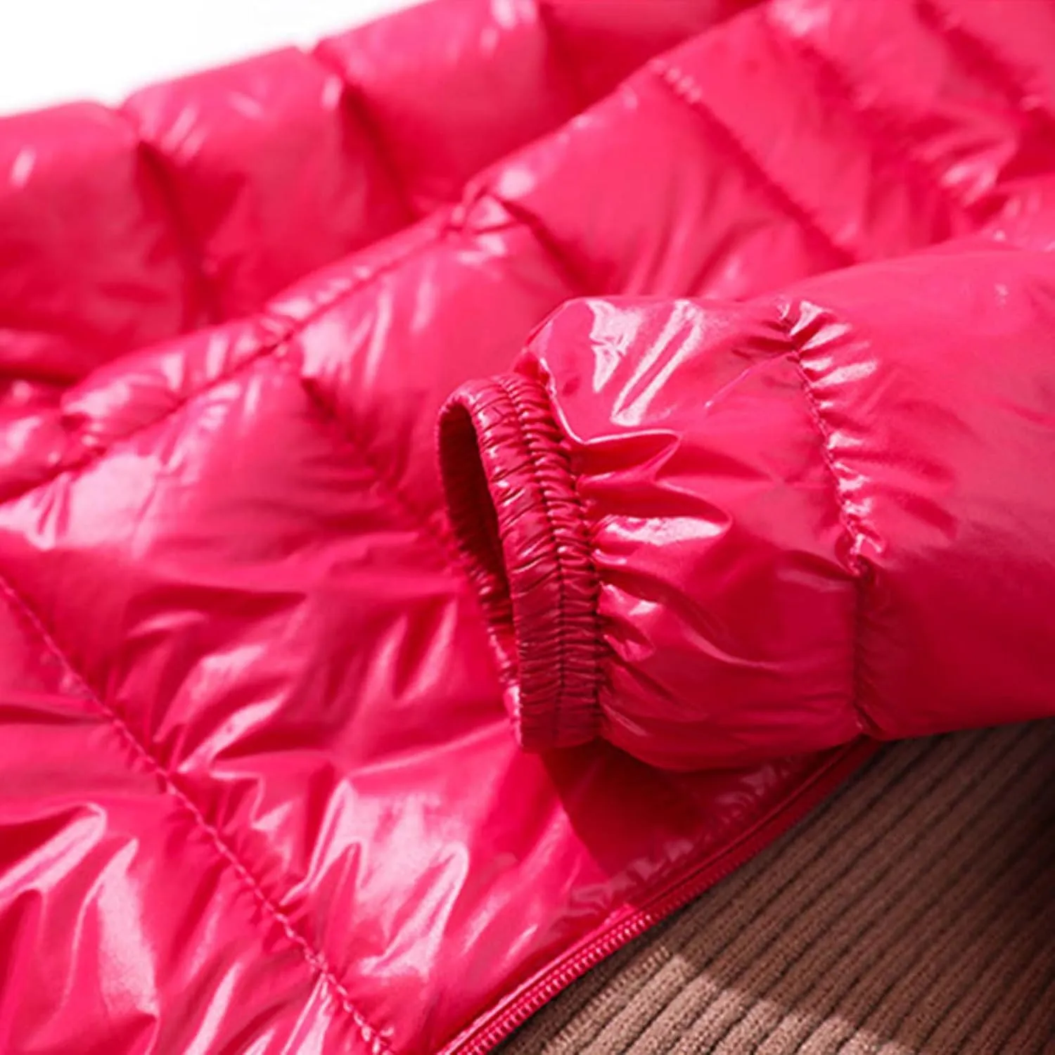 Womens Solid Long Puffer Jacket Fashion Slim Hooded Down Coat Lightweight Packable Long Sleeve Overcoat Daily Outwear