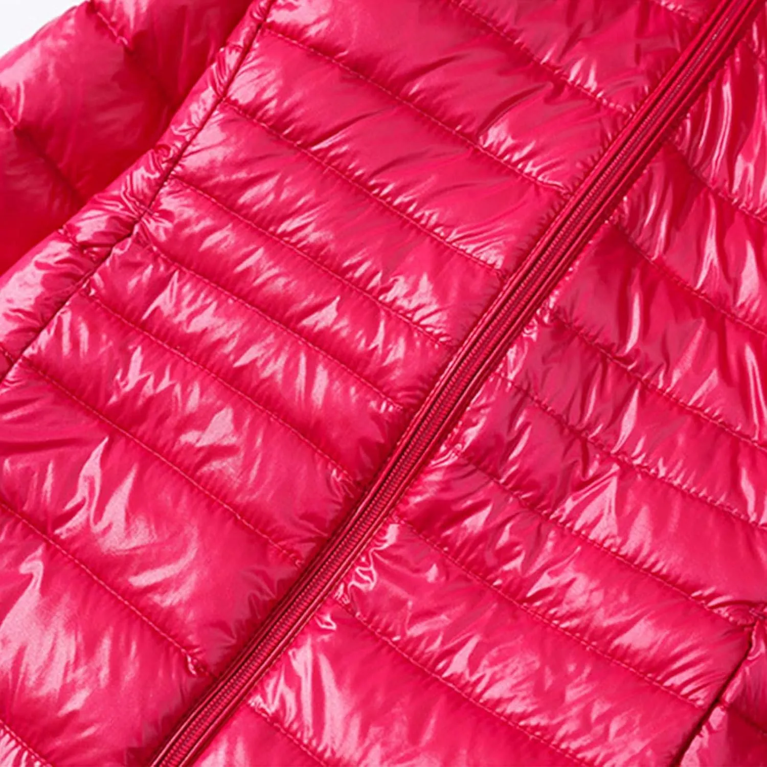 Womens Solid Long Puffer Jacket Fashion Slim Hooded Down Coat Lightweight Packable Long Sleeve Overcoat Daily Outwear