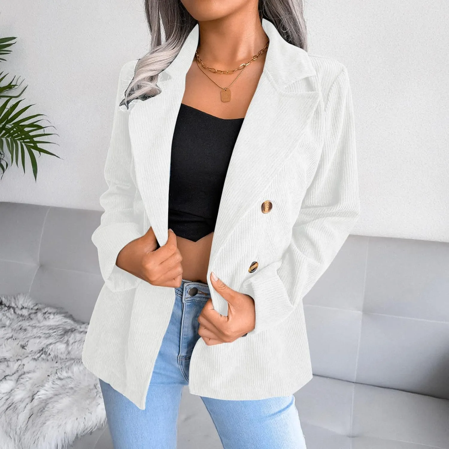 Women's Summer Blazer Button Long Sleeve Lapel Dressy Casual Business Comfortable Comfort Fit Stylish Lightweight