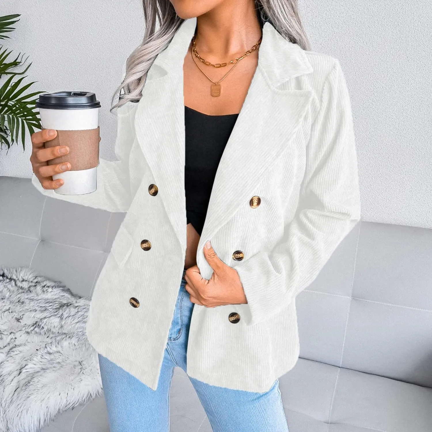 Women's Summer Blazer Button Long Sleeve Lapel Dressy Casual Business Comfortable Comfort Fit Stylish Lightweight