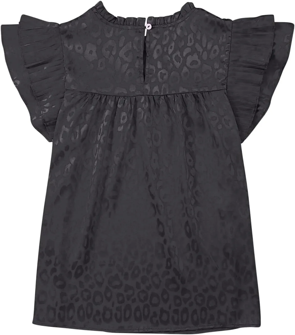 Womens Summer Crewneck Tops Leopard Print Double Ruffle Sleeve Trendy Loose Fit Shirts Casual Everyday Tee Blouses