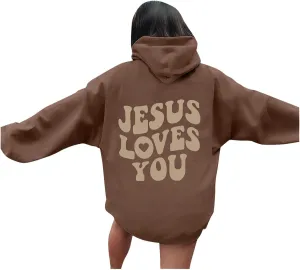 Women's Sweatshirt Plus Size Casual Jesus Letter Print Pullover Sweaters for Women Y2k Hoodies for Women Plus Size