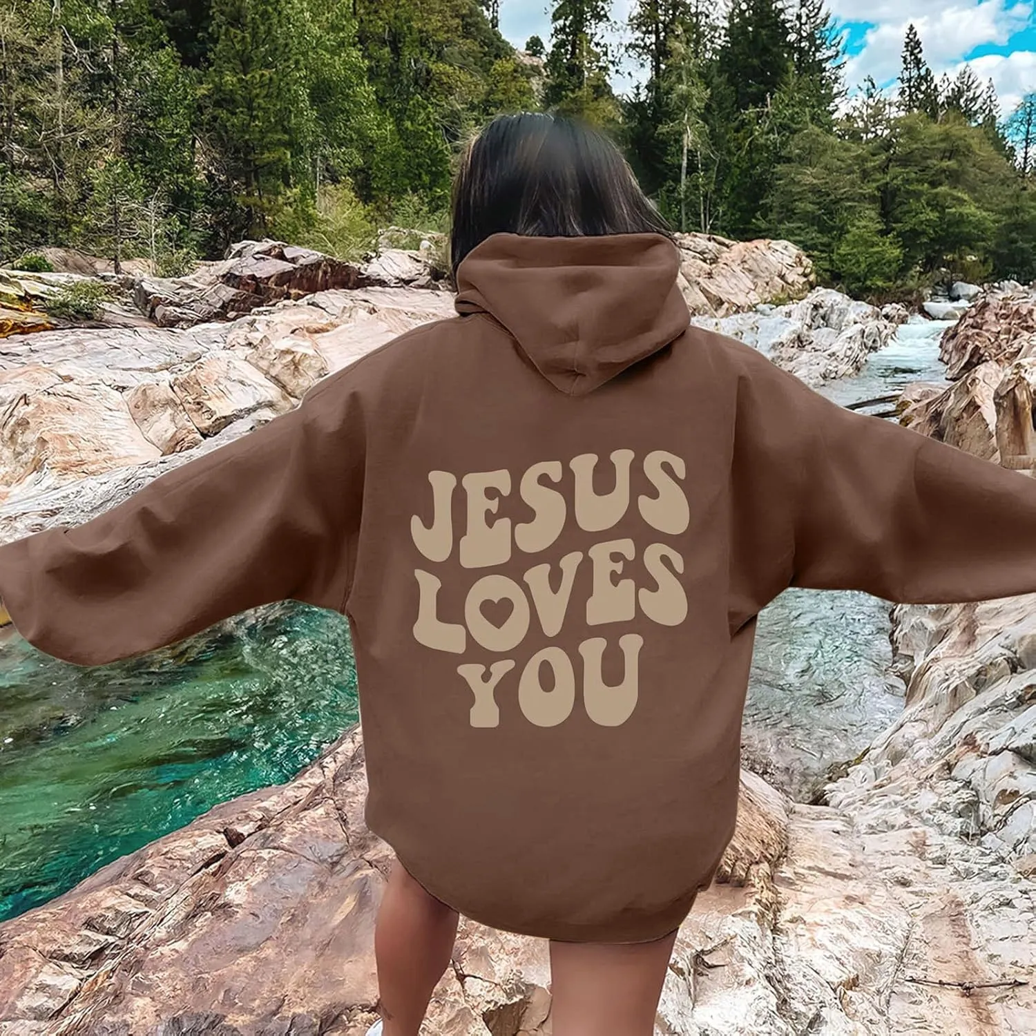 Women's Sweatshirt Plus Size Casual Jesus Letter Print Pullover Sweaters for Women Y2k Hoodies for Women Plus Size