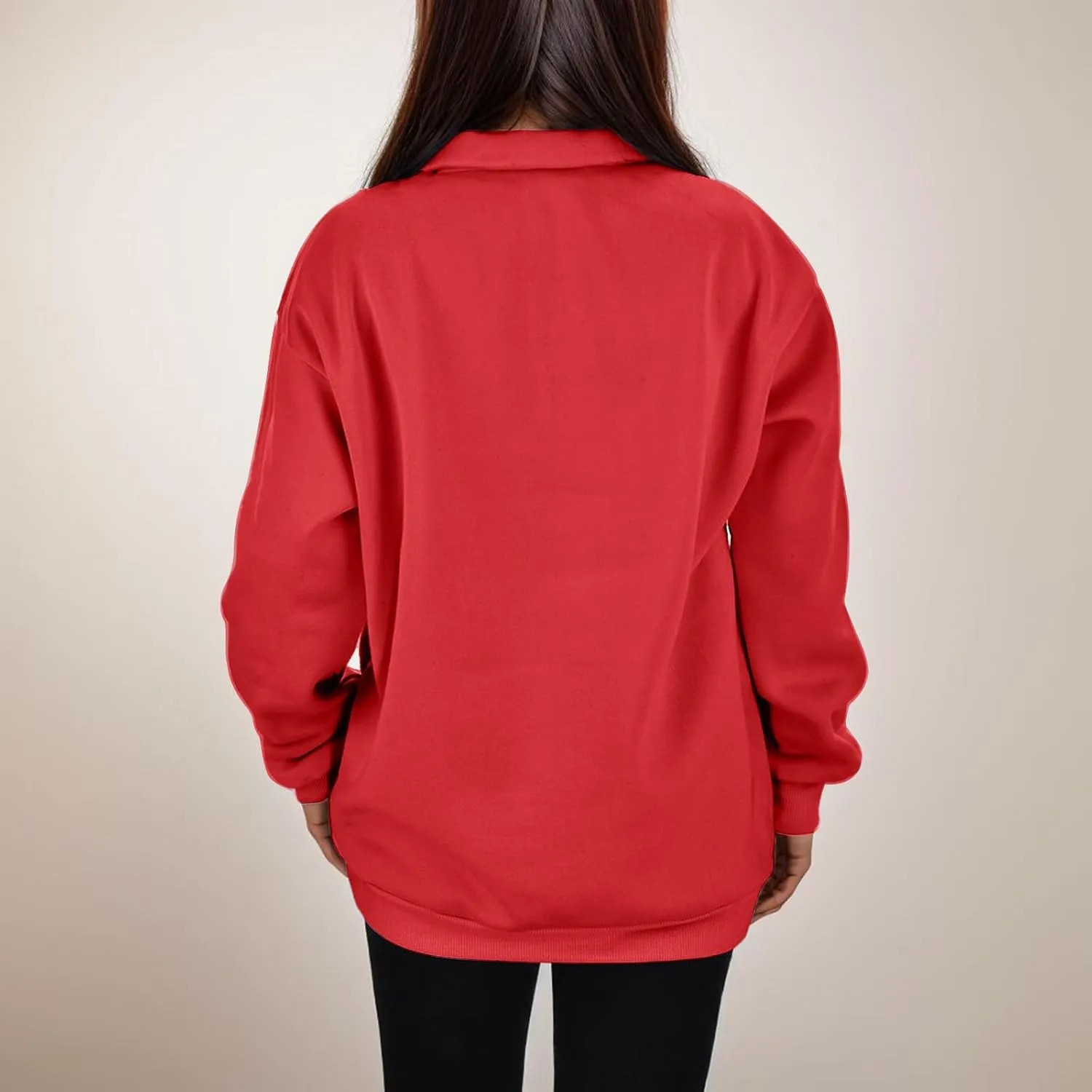 Women's Sweatshirts Casual Long Sleeve Essentials Oversized Pullover Half Zip Tops Preppy Shirt Fashion Clothes