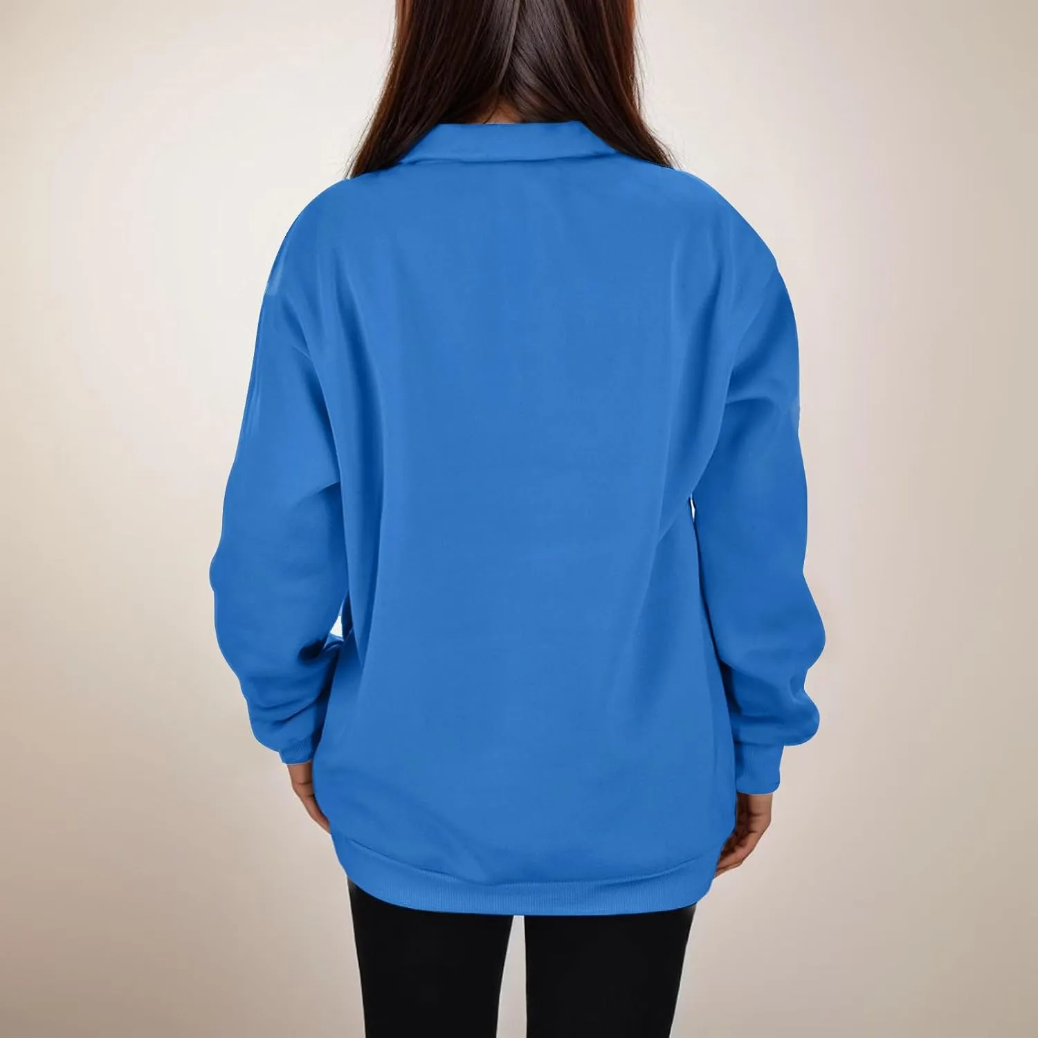 Women's Sweatshirts Casual Long Sleeve Essentials Oversized Pullover Half Zip Tops Preppy Shirt Fashion Clothes