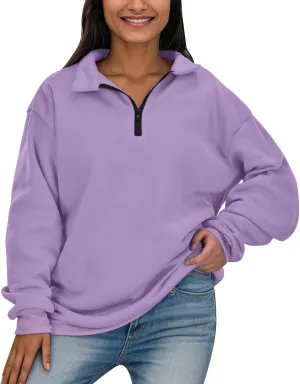 Women's Sweatshirts Casual Long Sleeve Essentials Oversized Pullover Half Zip Tops Preppy Shirt Fashion Clothes