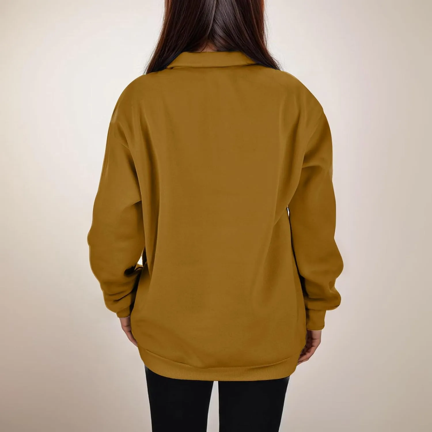 Women's Sweatshirts Casual Long Sleeve Essentials Oversized Pullover Half Zip Tops Preppy Shirt Fashion Clothes