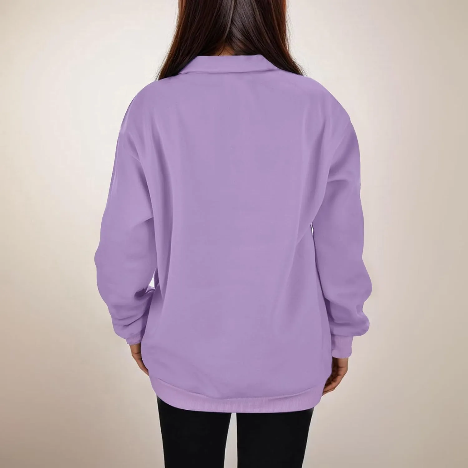 Women's Sweatshirts Casual Long Sleeve Essentials Oversized Pullover Half Zip Tops Preppy Shirt Fashion Clothes
