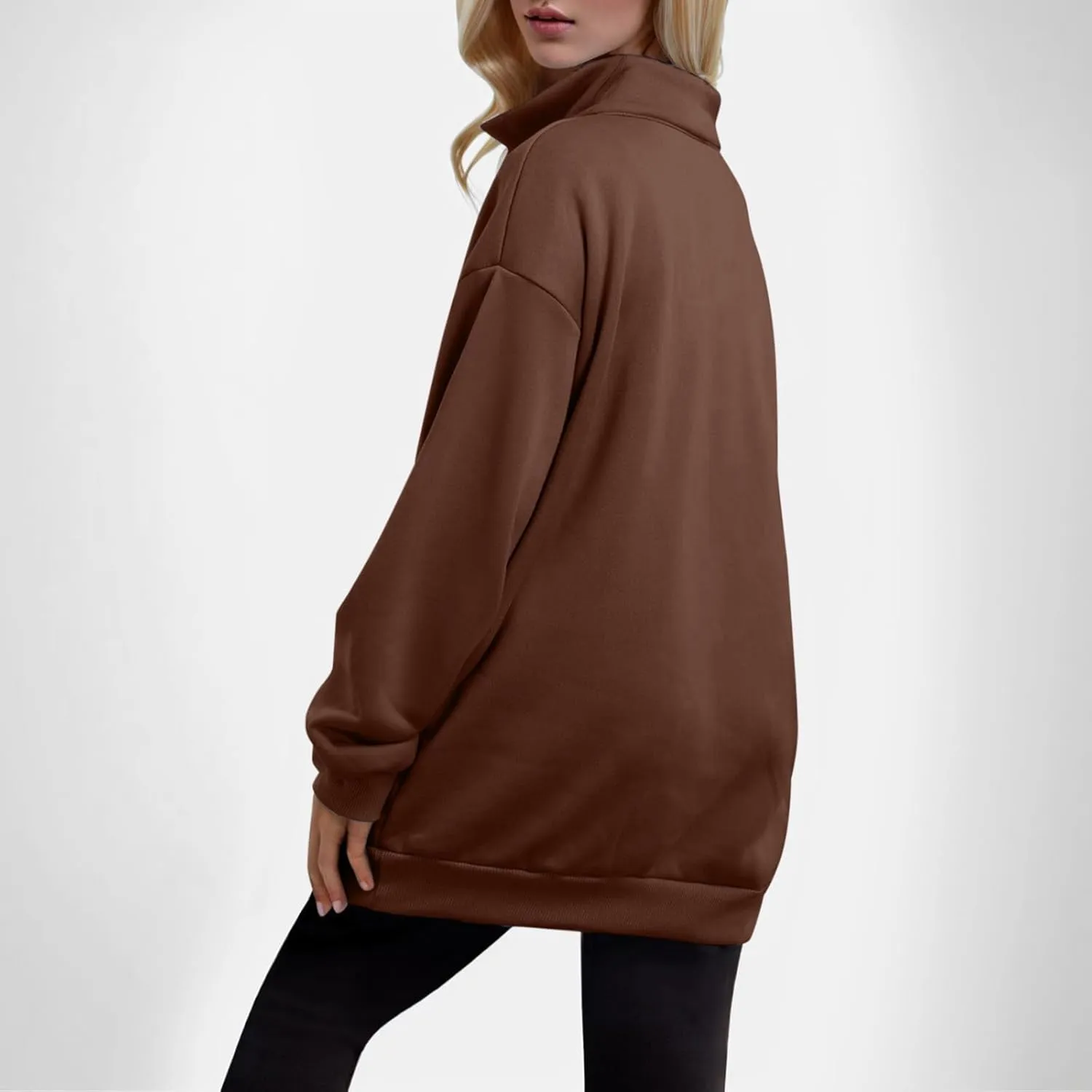 Women's Sweatshirts Casual Long Sleeve Essentials Oversized Pullover Half Zip Tops Preppy Shirt Fashion Clothes