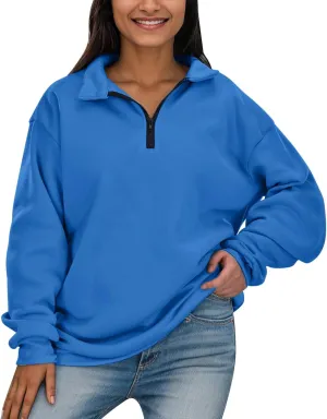 Women's Sweatshirts Casual Long Sleeve Essentials Oversized Pullover Half Zip Tops Preppy Shirt Fashion Clothes