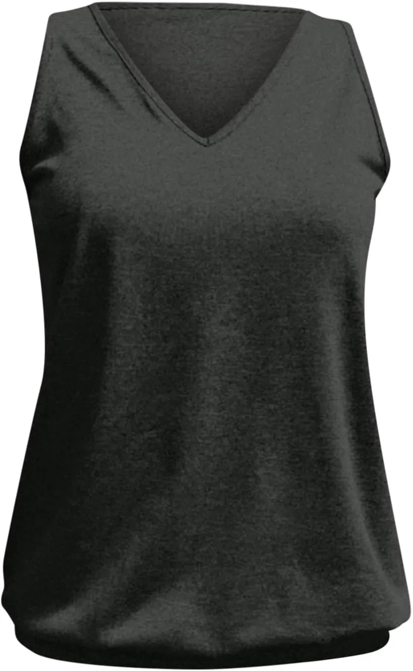 Womens Tank Tops with Banded Bottom Loose V Neck Sleeveless Summer Tees Shirt 2024 Trendy Workout Everyday Blouses