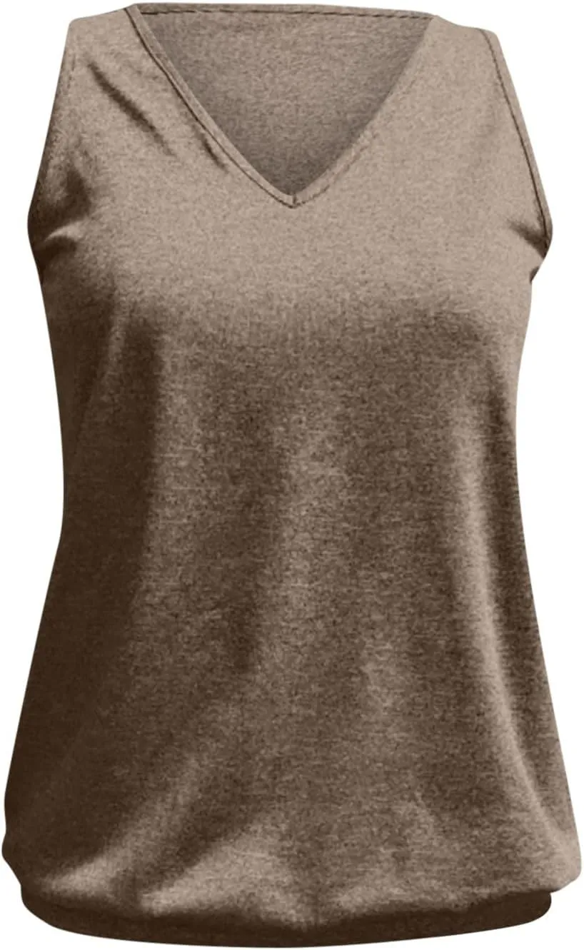 Womens Tank Tops with Banded Bottom Loose V Neck Sleeveless Summer Tees Shirt 2024 Trendy Workout Everyday Blouses