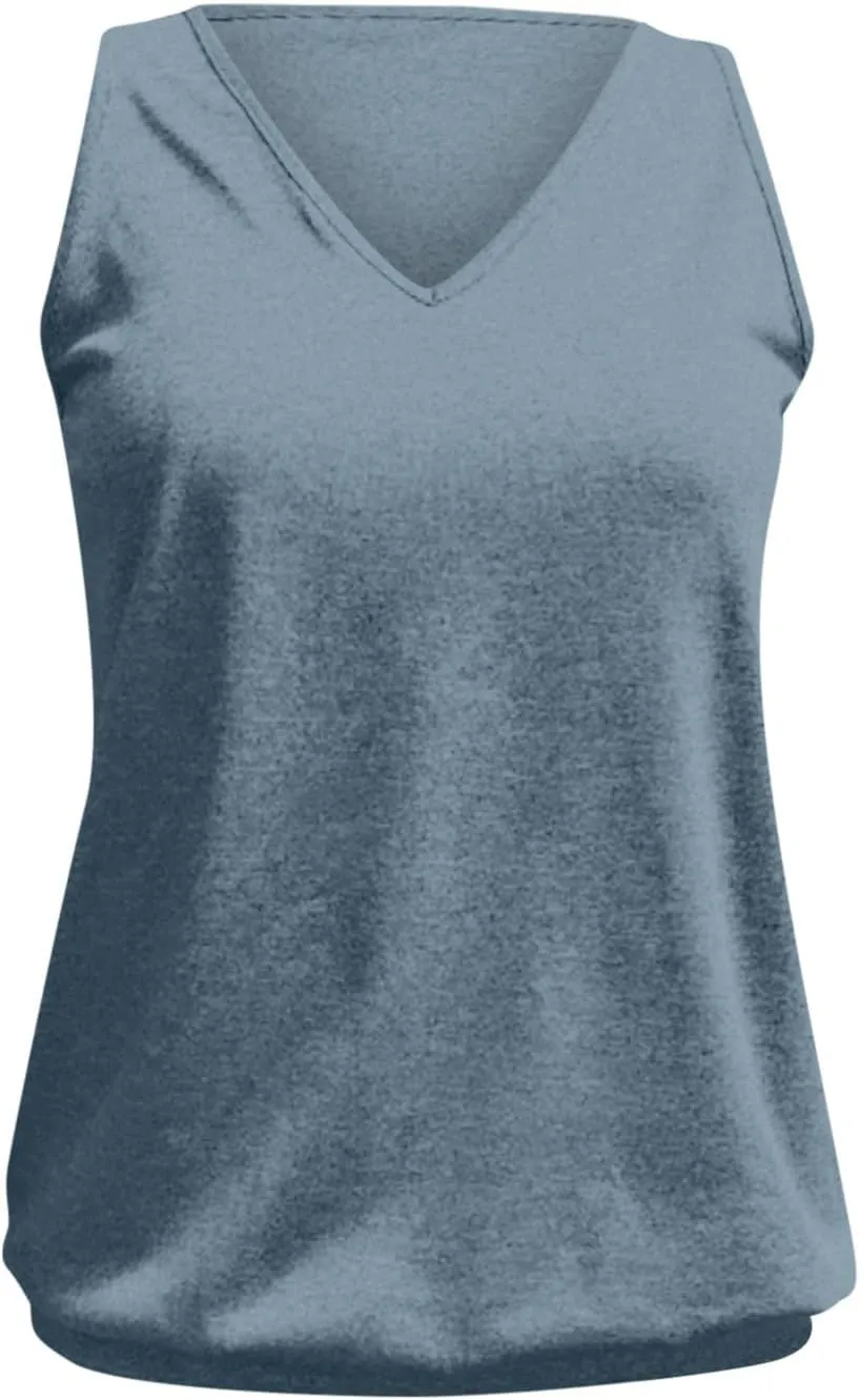 Womens Tank Tops with Banded Bottom Loose V Neck Sleeveless Summer Tees Shirt 2024 Trendy Workout Everyday Blouses