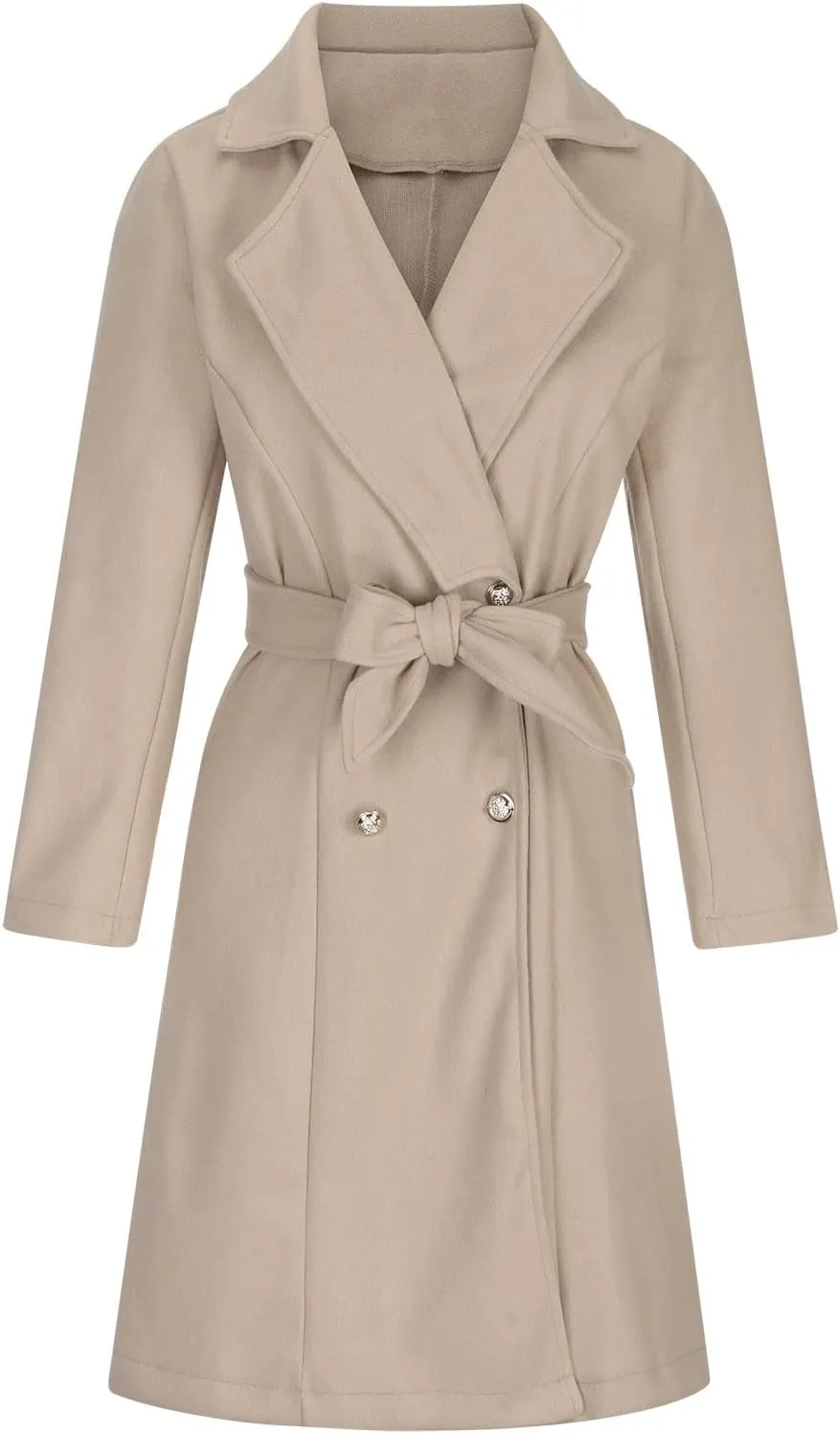 Women's Trench Coats Double Breasted Woolen Blend Pea Coats Elegant Long Belted Overcoat Winter Coat Office Cardigan