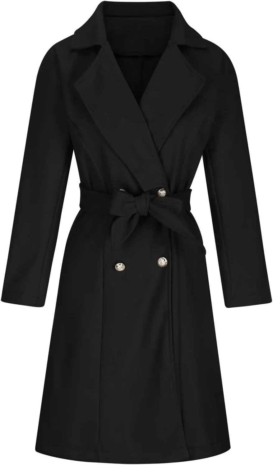 Women's Trench Coats Double Breasted Woolen Blend Pea Coats Elegant Long Belted Overcoat Winter Coat Office Cardigan