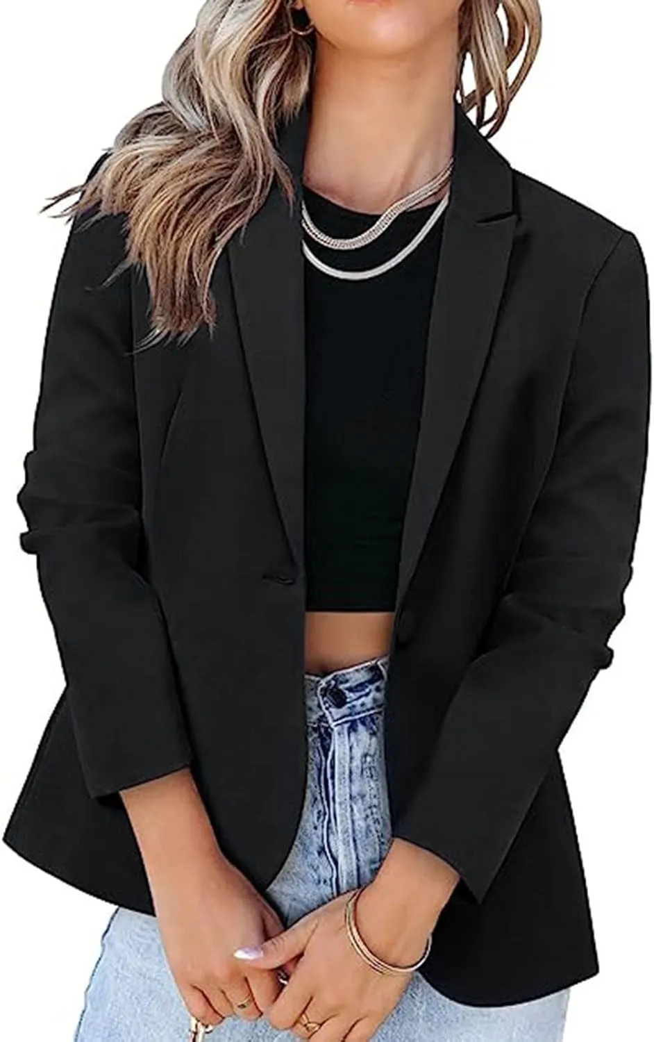 Women's Work Office Blazer Dressy Long Sleeve Casual Jackets Button Blazer Business Professional Jacket Suit Coats