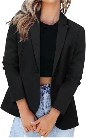 Women's Work Office Blazer Dressy Long Sleeve Casual Jackets Button Blazer Business Professional Jacket Suit Coats