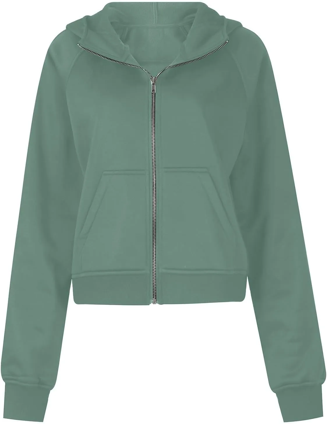 Womens Zip Up Hoodies 2024 Fleece Jacket Oversized Cropped Sweatshirt Casual Solid Fall Winter Clothes with Thumb Hole
