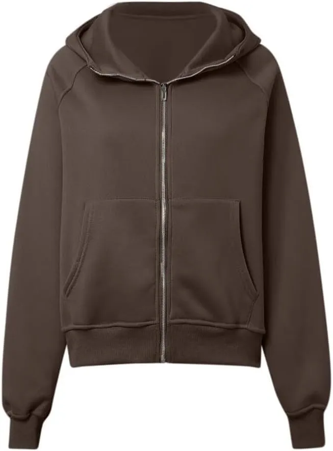Womens Zip Up Hoodies Fleece Jackets Oversized Sweatshirts Fall Fashion Outfits