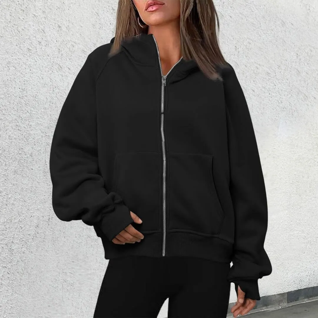 Womens Zip Up Hoodies Fleece Jackets Oversized Sweatshirts Fall Fashion Outfits