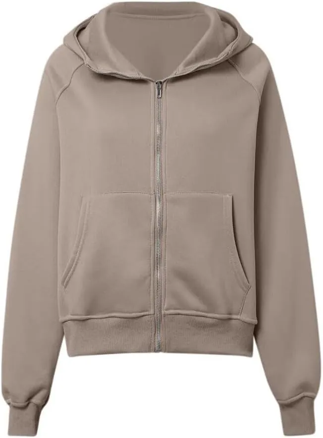 Womens Zip Up Hoodies Fleece Jackets Oversized Sweatshirts Fall Fashion Outfits