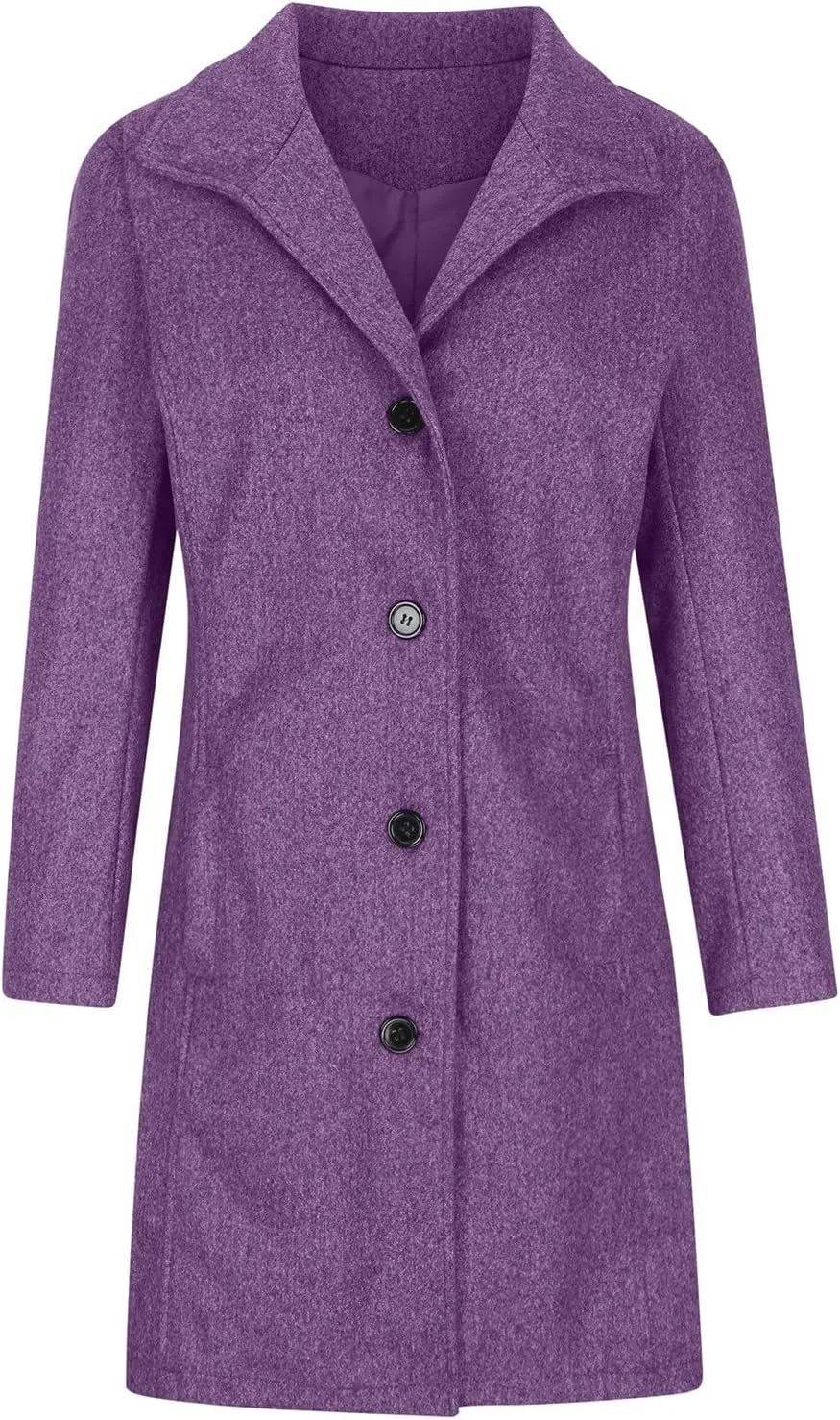 Wool Coats for Women Stand Collar Single Breasted Pea Coats Plus Size Long Sleeve Overcoat Fall Winter Outerwear