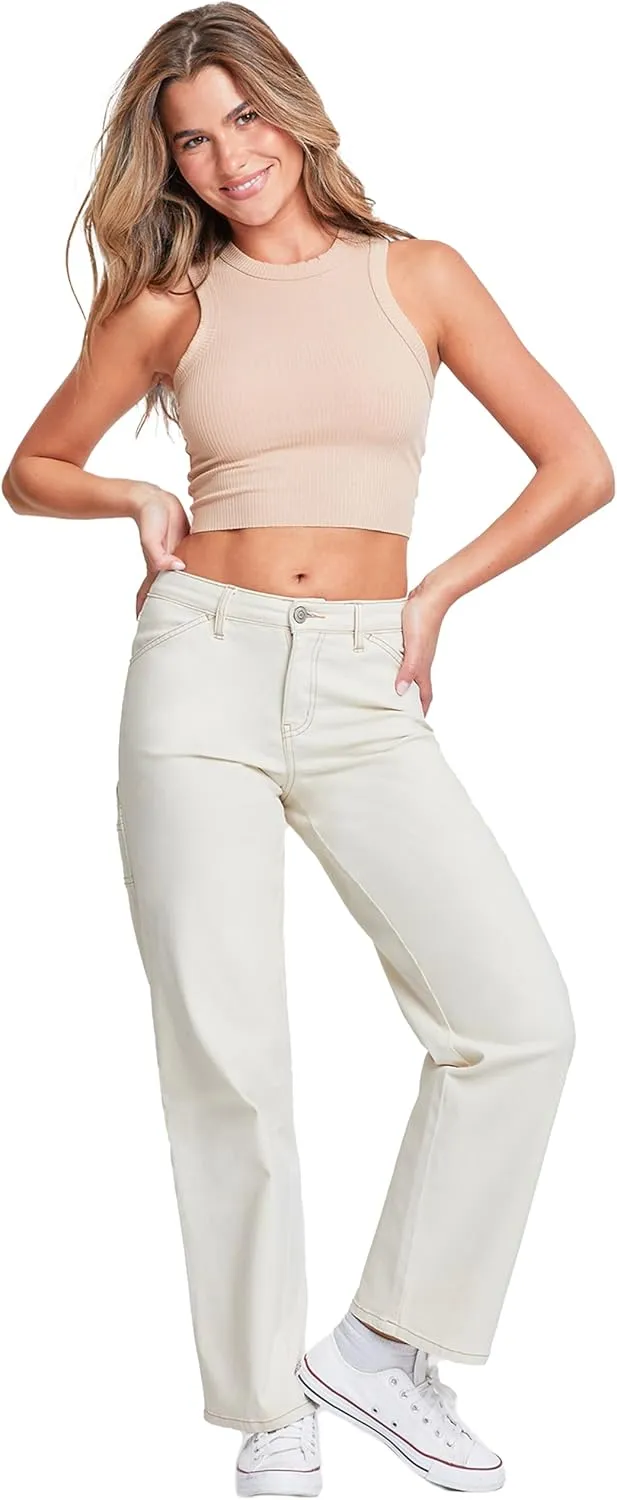 YMI Jeans Women's High Rise Carpenter Straight Leg Pants