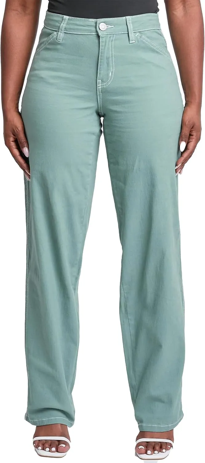 YMI Jeans Women's High Rise Carpenter Straight Leg Pants
