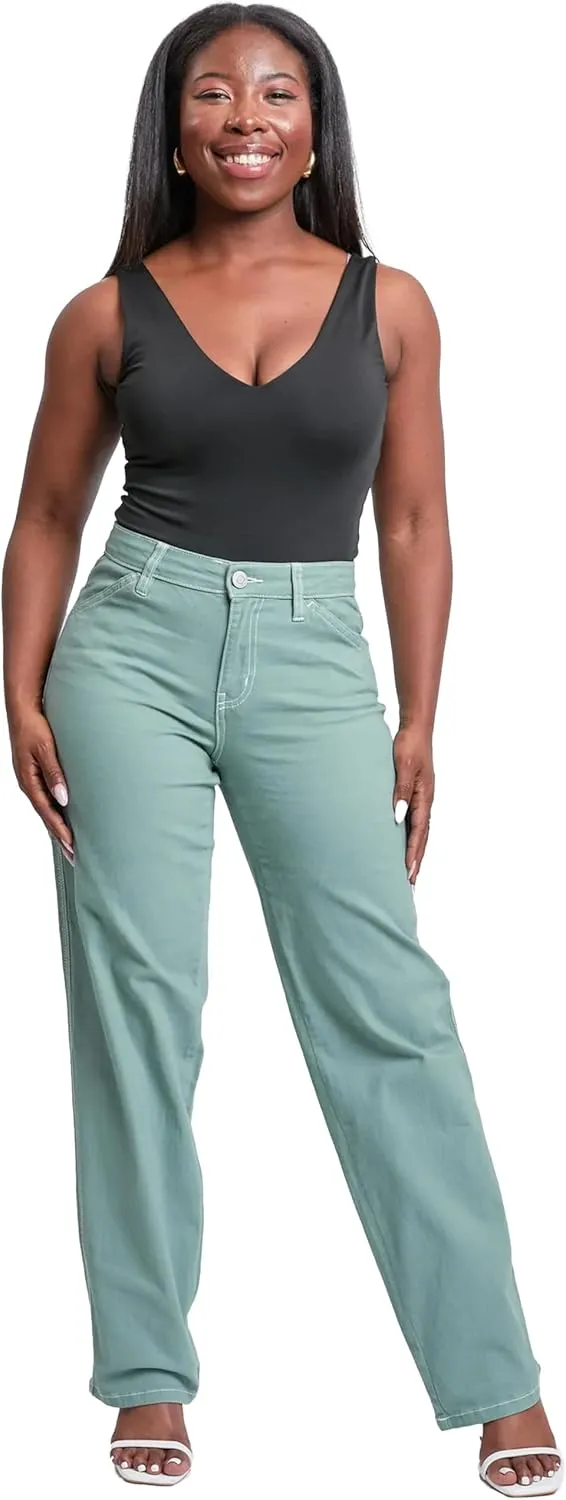 YMI Jeans Women's High Rise Carpenter Straight Leg Pants