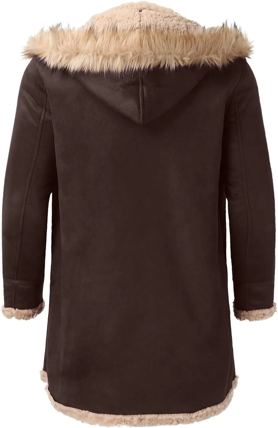 Ymosrh Men's Long Trench Coat Sherpa Fleece Lined Pea Coat Winter Warm Jacket Coat, M-3XL