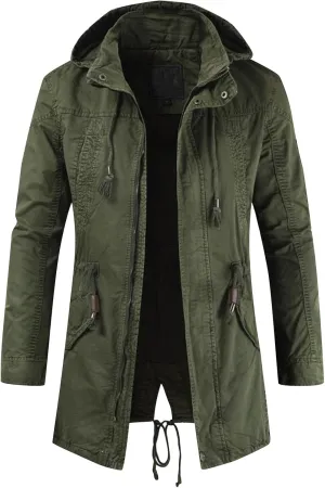Ymosrh Men's Trench Coats Coat With Hood Notched Lapel Long Jacket Windbreaker Overcoat Pea, M-4XL