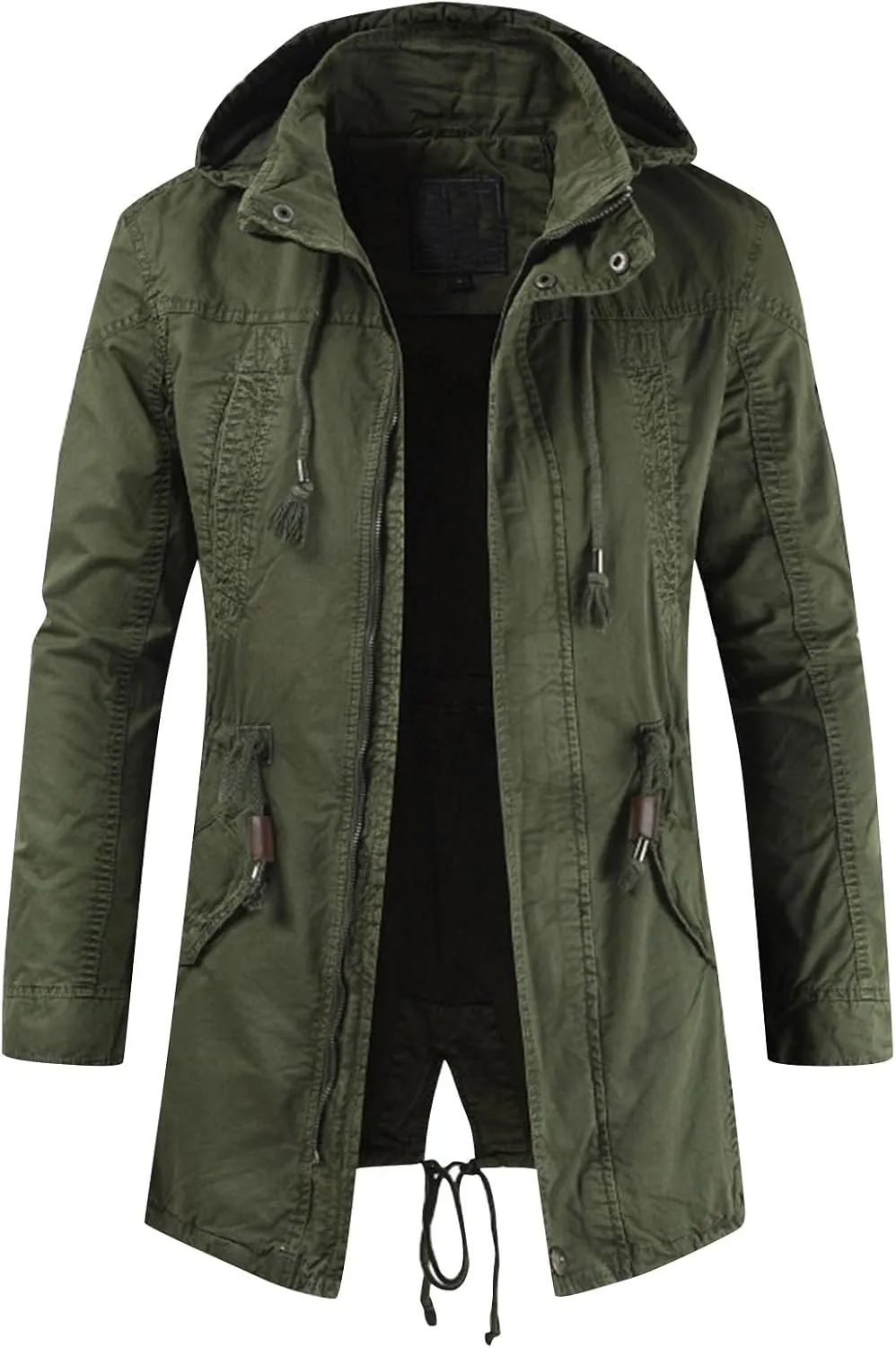 Ymosrh Men's Trench Coats Coat With Hood Notched Lapel Long Jacket Windbreaker Overcoat Pea, M-4XL