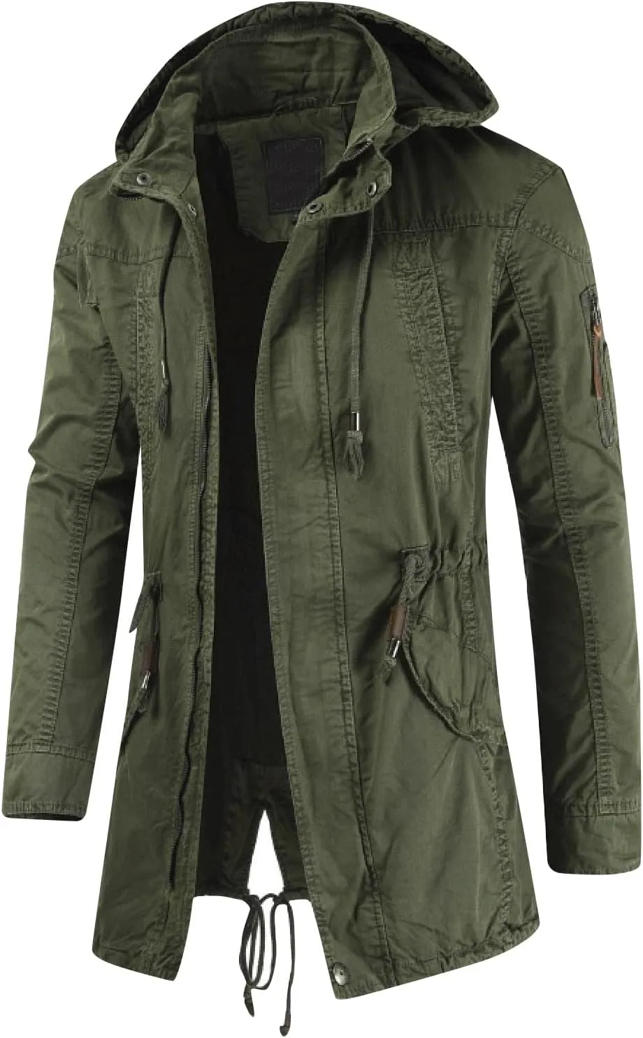 Ymosrh Men's Trench Coats Coat With Hood Notched Lapel Long Jacket Windbreaker Overcoat Pea, M-4XL