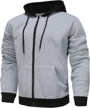 Zip Up Hoodie Men Big and Tall Winter Sweatshirt Blank Warm Sweater